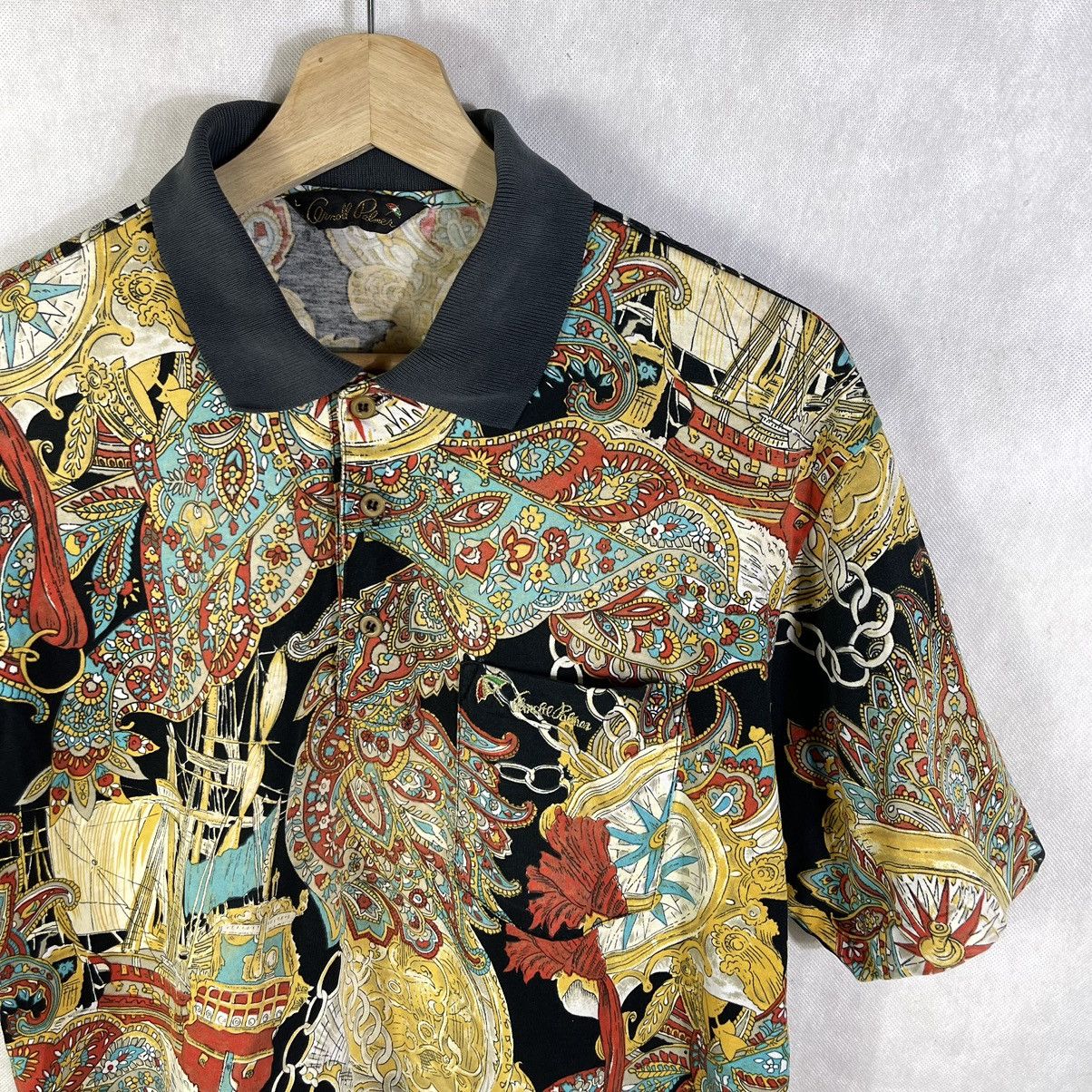 Designer Rare! Vintage Arnold Palmer Baroque Ship Royalty Chain Shirt Size US L / EU 52-54 / 3 - 4 Thumbnail