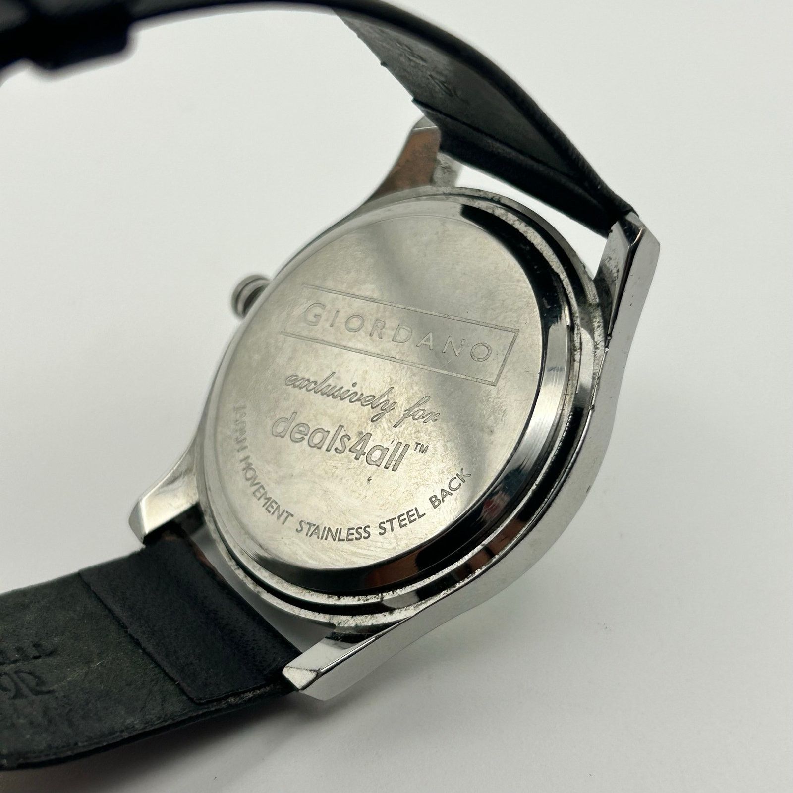 Giordano Giordano Silver Tone Black Leather Unisex Analog Watch Size ONE SIZE - 6 Thumbnail