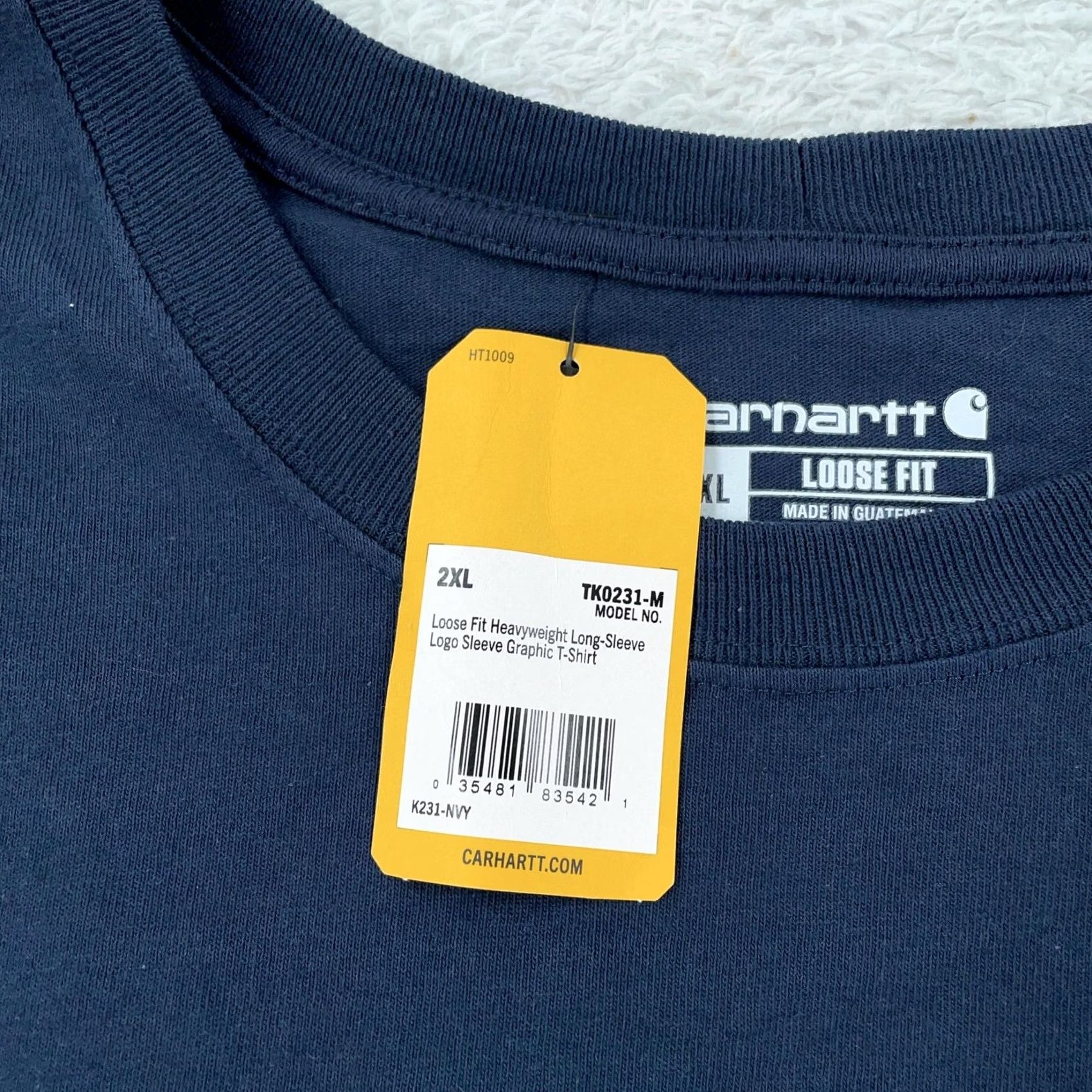 Carhartt Carhartt Shirt Mens 2XL Navy Loose Fit Heavyweight Long Sleeve Crew Neck K231 NVY Size US XXL / EU 58 / 5 - 4 Thumbnail