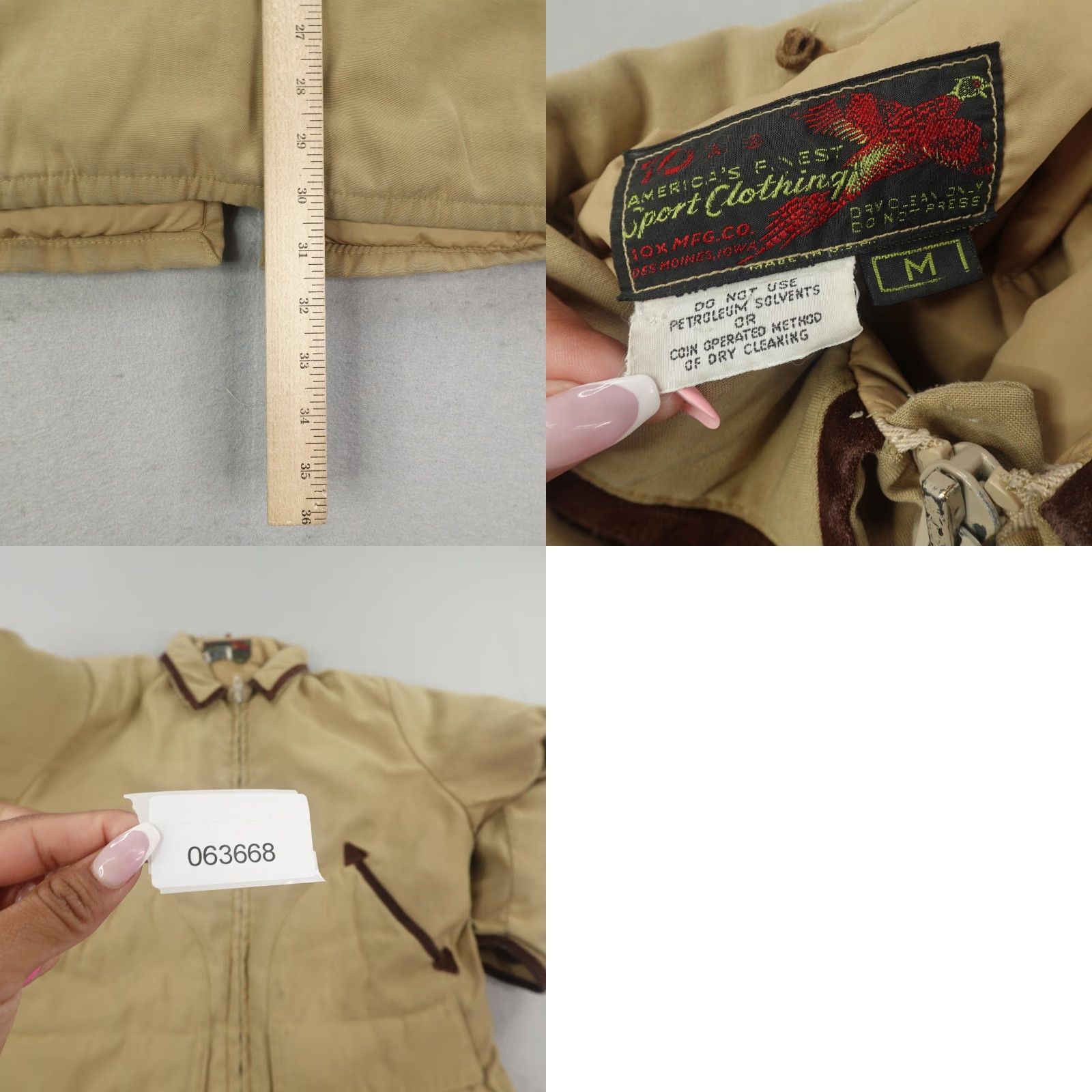 Vintage VINTAGE 10X Hunting Jacket Mens Medium Khaki Cotton Quilt Lined Western Outdoor Coat Size US M / EU 48-50 / 2 - 8 Thumbnail