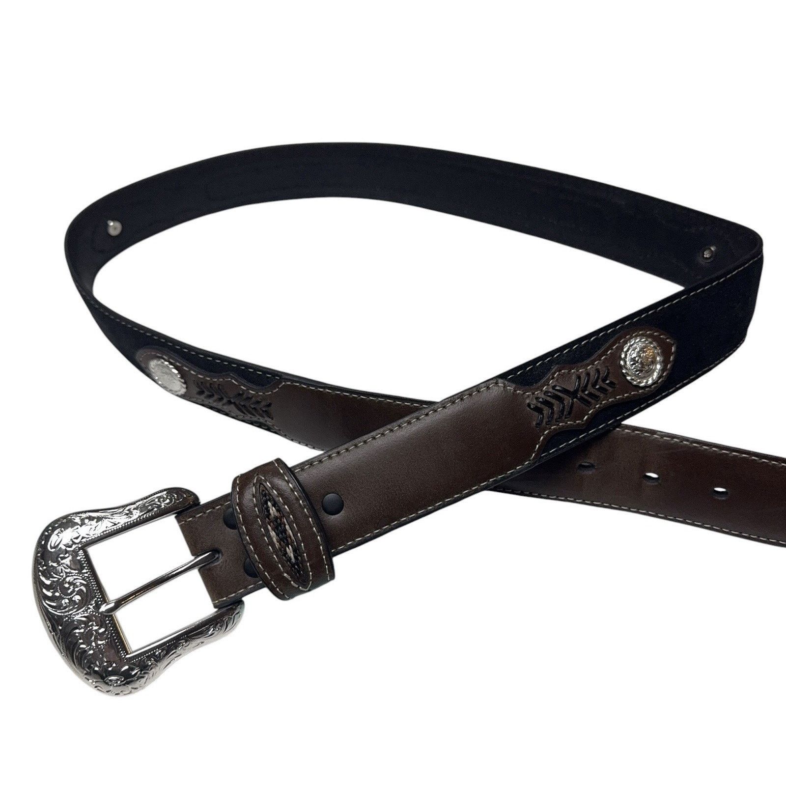 Other Vintage Western Leather Belt Tooled Brown Cowboy Rodeo 38 Size 38 - 2 Thumbnail