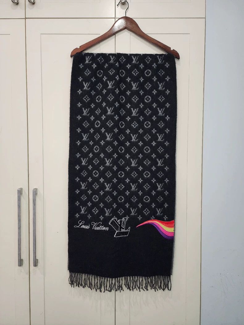 Louis Vuitton Louis Vuitton Black Grey Cashmere Scarf-dmc Size ONE SIZE - 1 Thumbnail