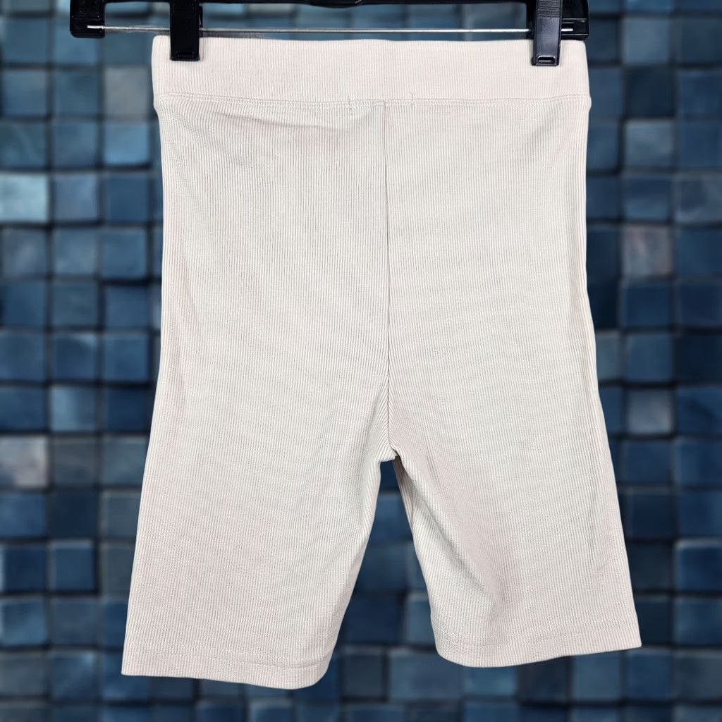 Talentless TALENTLESS Women's Ivory Ribbed Biker Shorts Size S Size 28" / US 6 / IT 42 - 1 Thumbnail