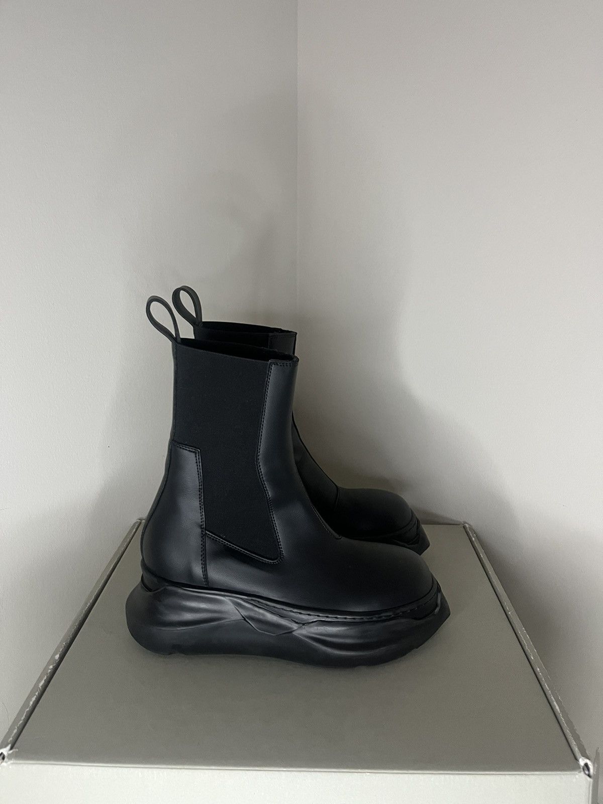 image of Rick Owens x Rick Owens Drkshdw Black Beatle Abstract Boots, Women's (Size 8)