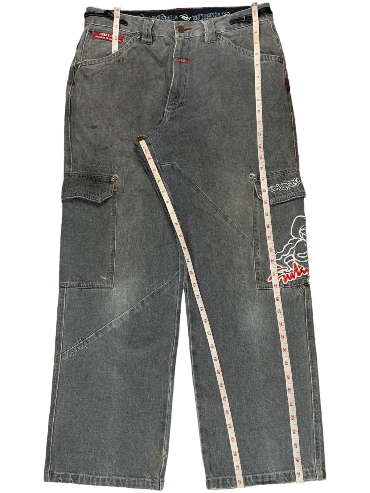 Japanese Brand Vintage Funky Jack Baggy Cargo Graffiti Skater Jeans Size US 32 / EU 48 - 13 Thumbnail
