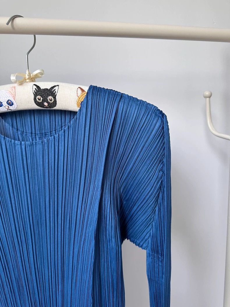 Issey Miyake Issey Miyake size:3 Blue pleated long-sleeved shirt Size S / US 4 / IT 40 - 3 Thumbnail