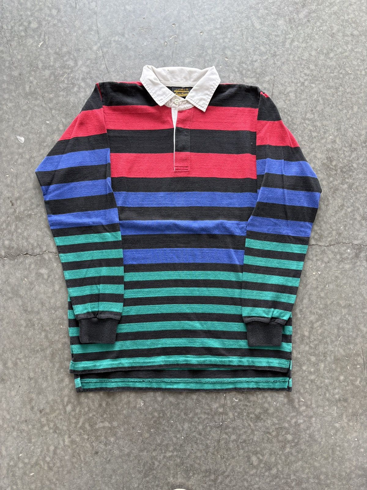 Eddie Bauer Vintage 90s Eddie Bauer Striped Longsleeve Rugby Shirt Size US L / EU 52-54 / 3 - 1 Thumbnail