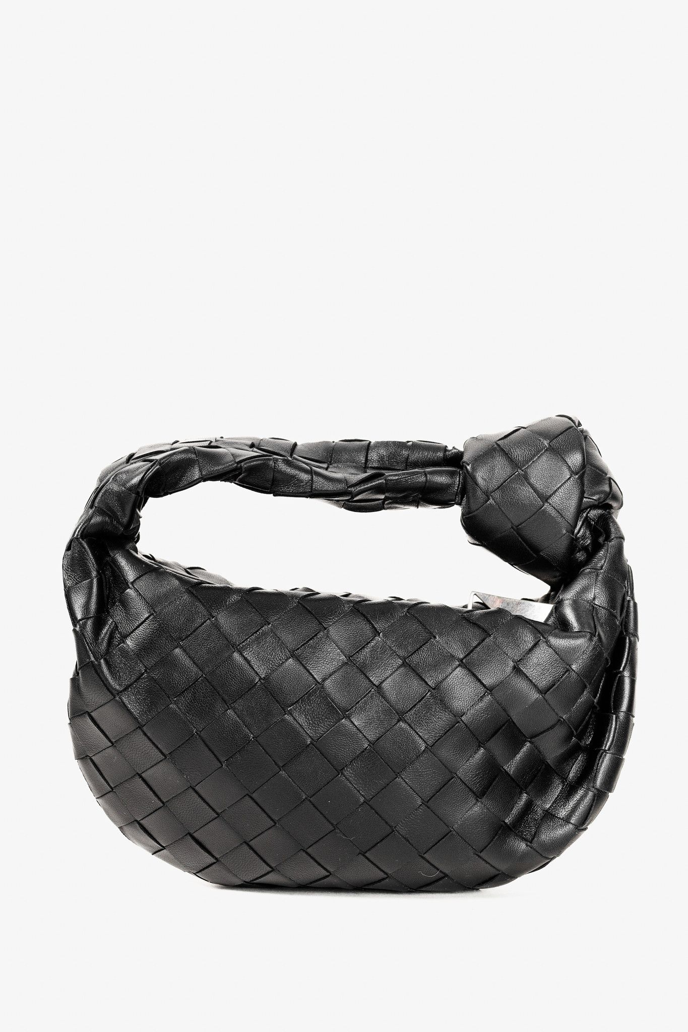 Bottega Veneta Bottega Veneta Mini Jodie Black Leather Knotted Round Bag Size ONE SIZE - 4 Thumbnail