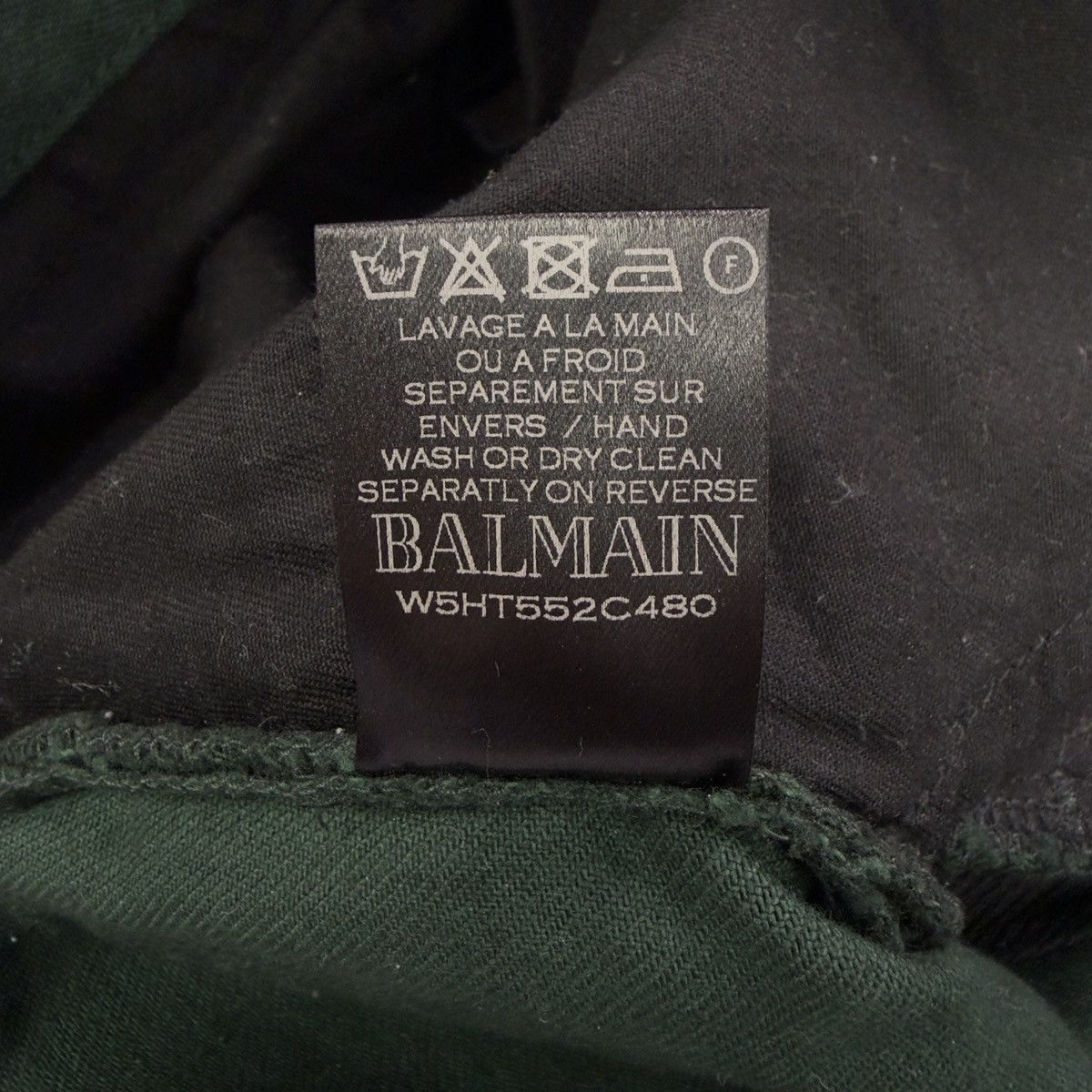 Balmain BALMAIN FW15 GREEN WAXED CARGO BIKER DENIM Size US 34 / EU 50 - 5 Thumbnail