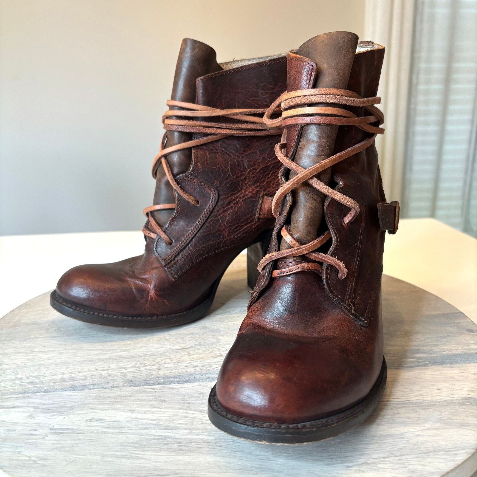 FREEBIRD Freebird Billy Brown Leather Lace Up Ankle Boots Women's 9 Size US 9 / IT 39 - 3 Thumbnail