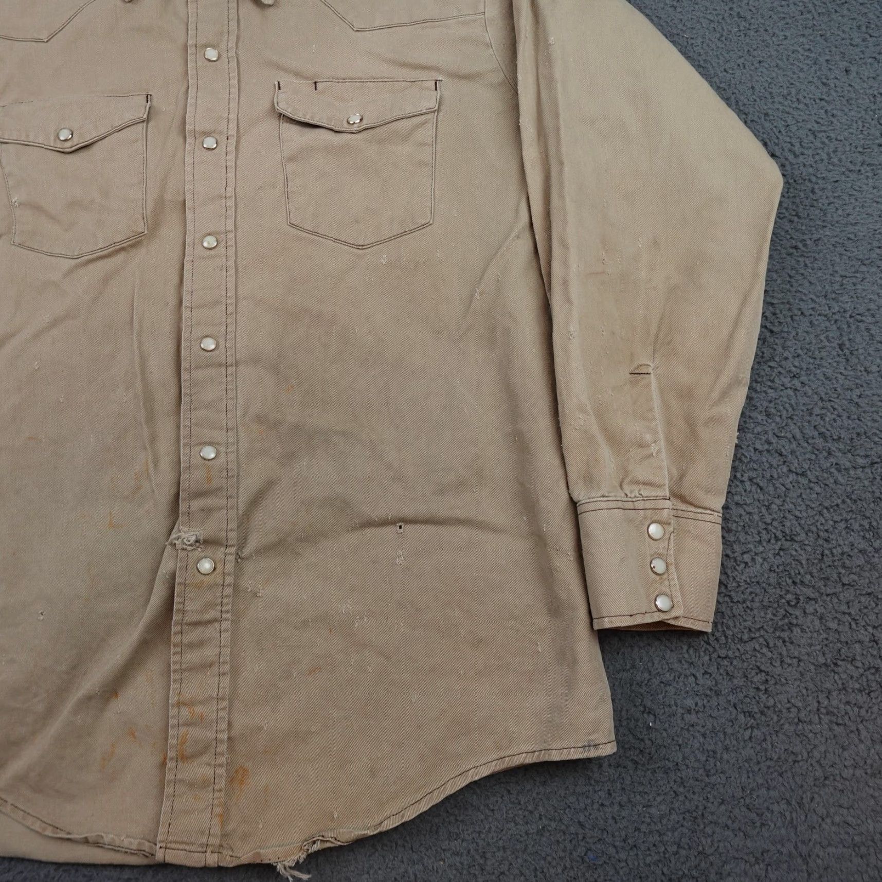 Vintage VINTAGE Prentiss Shirt Mens Large Beige Twill Western Pearl Snap Button USA Size US L / EU 52-54 / 3 - 2 Thumbnail