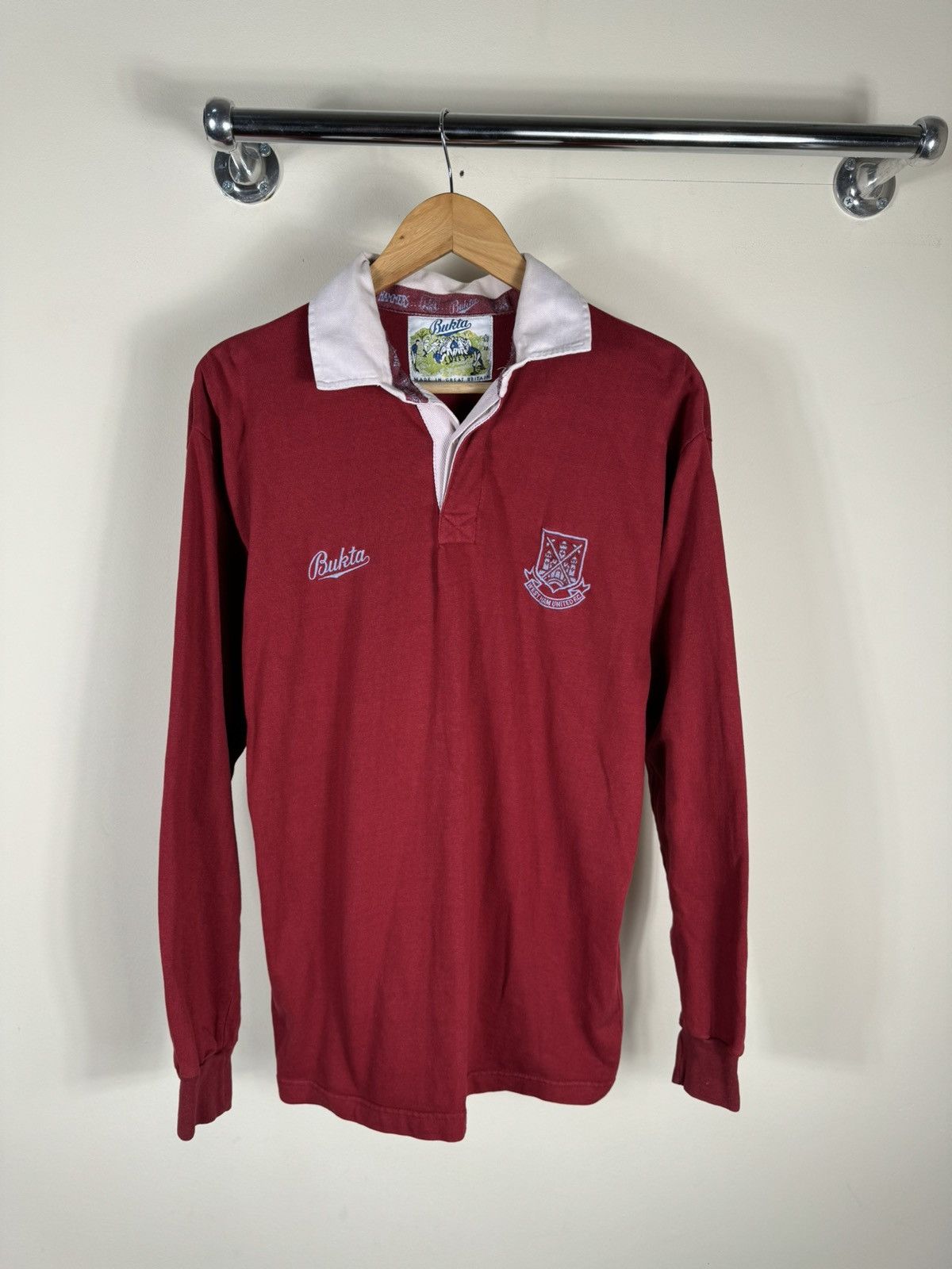 Vintage 1990-92 West Ham United FC Bukta Rugby Polo Shirt Size US M / EU 48-50 / 2 - 1 Thumbnail