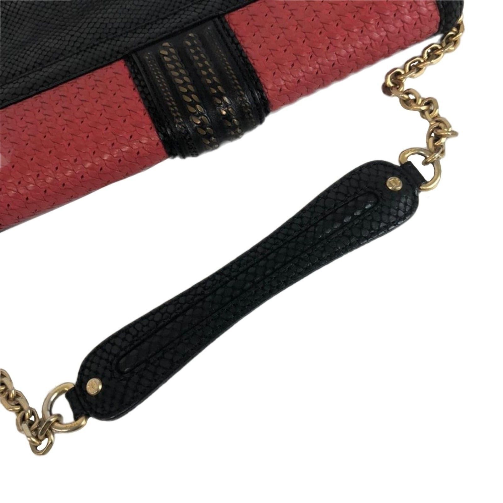 MCM MCM Red & Black Embossed Snake Leather & Chain Shoulder Bag Size ONE SIZE - 9 Thumbnail