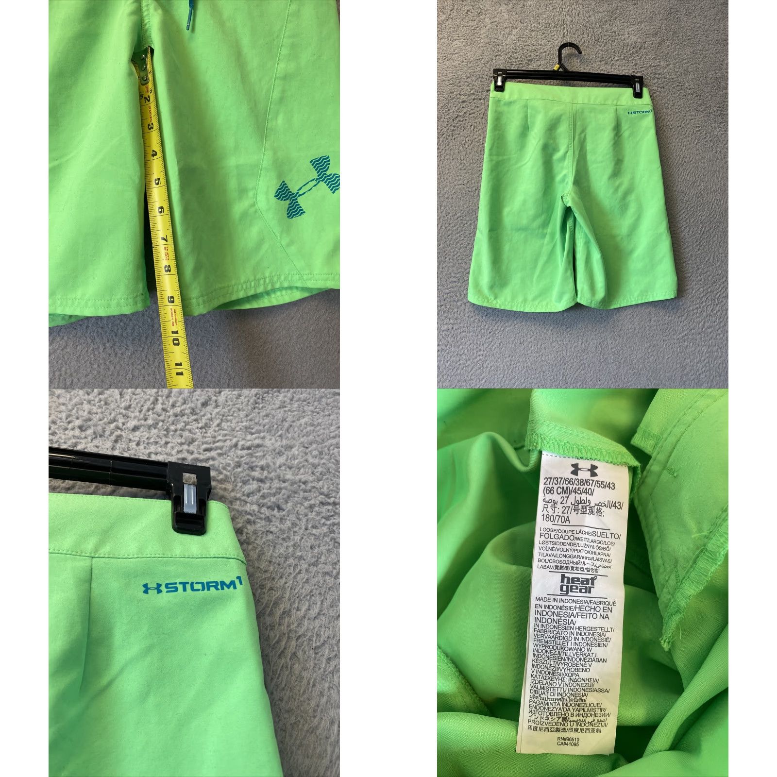 Under Armour VINTAGE Under Armour Men's Swim Board Shorts 9" Shorebreak Green, Lime Green/44-64, Regular, Men's Bottoms Size US 27 - 8 Thumbnail