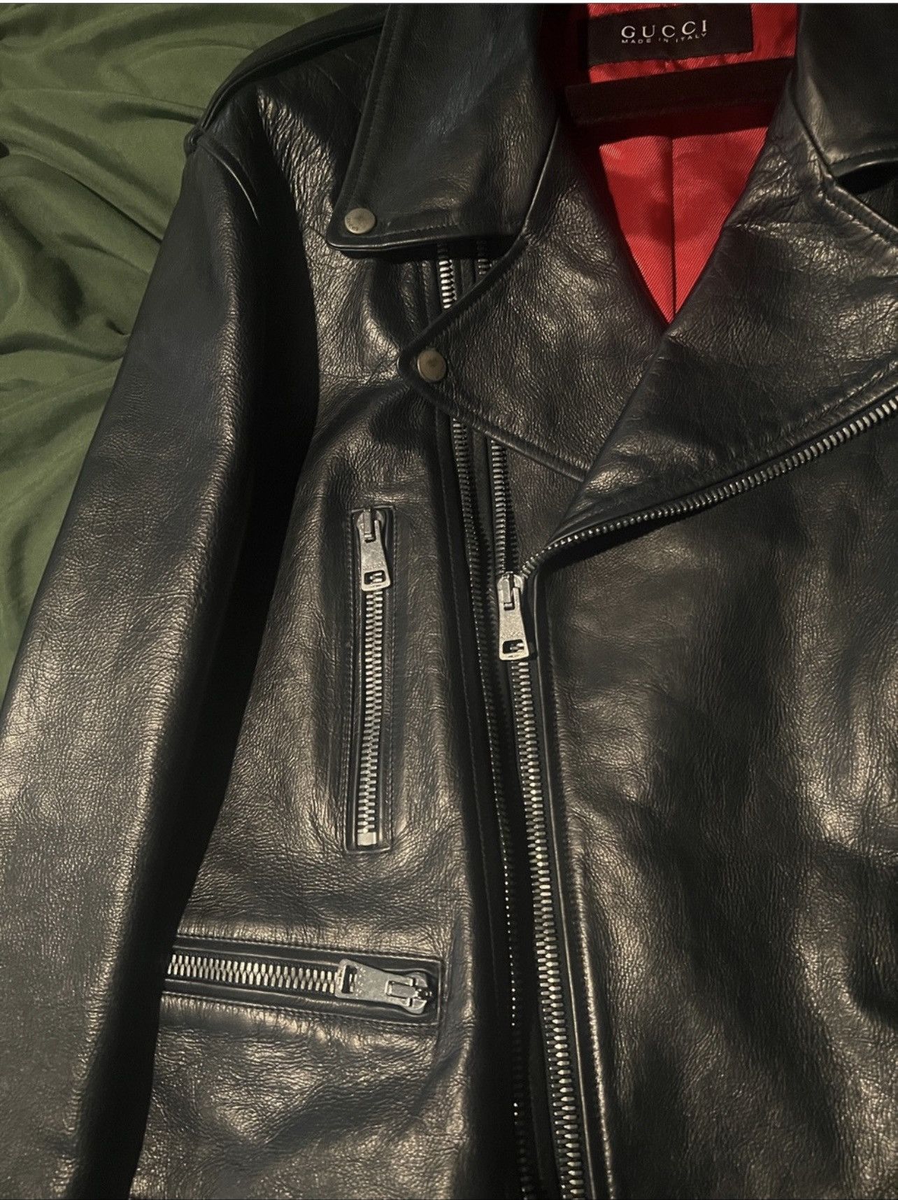 Gucci Gucci Men’s Leather Biker Jacket Size US L / EU 52-54 / 3 - 5 Thumbnail