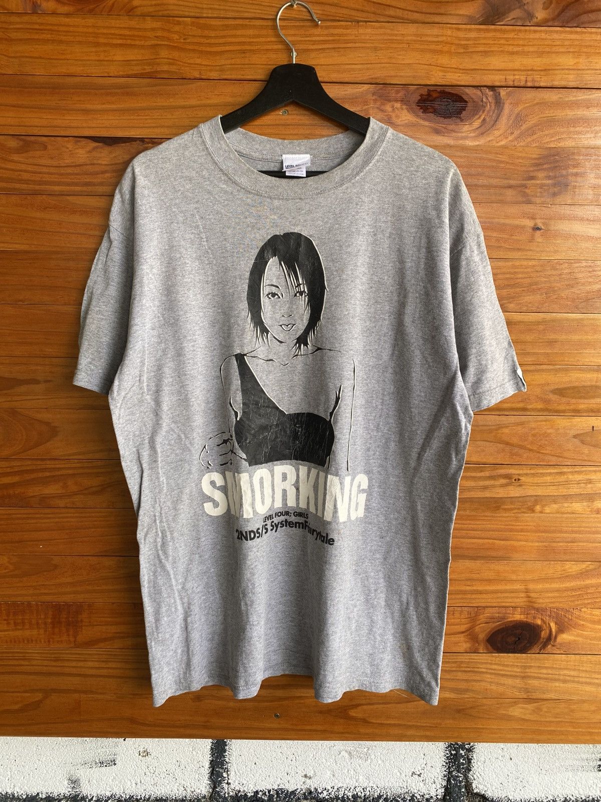 Anime Vintage Level Four Graphic T-Shirt – Grey Anime Print Tee Size US L / EU 52-54 / 3 - 3 Thumbnail