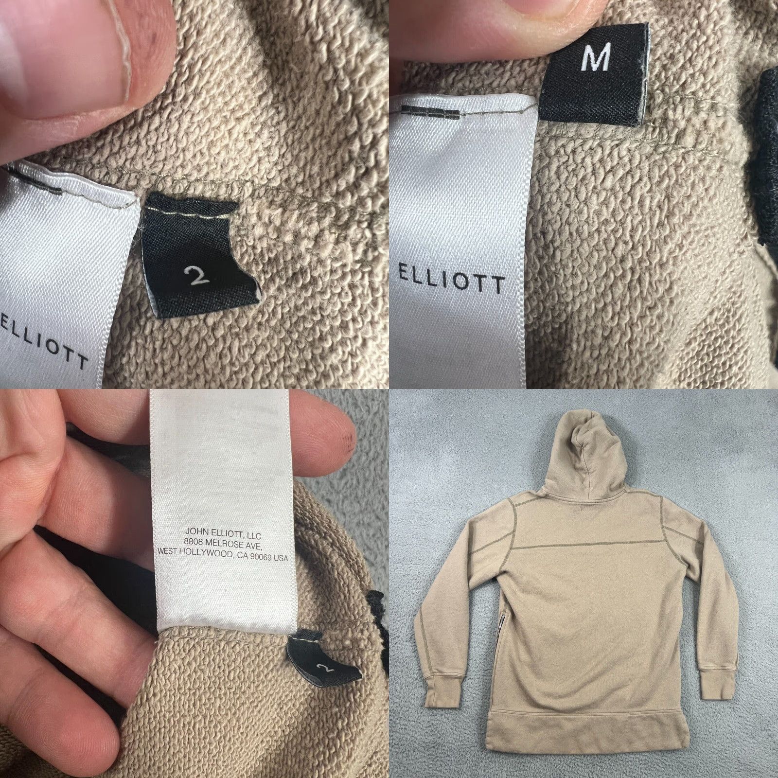 John Elliott John Elliott Hoodie M Beige Long Sleeve Zip Crew Neck Slim Fit Sports Streetwear Mens Size US M / EU 48-50 / 2 - 8 Thumbnail