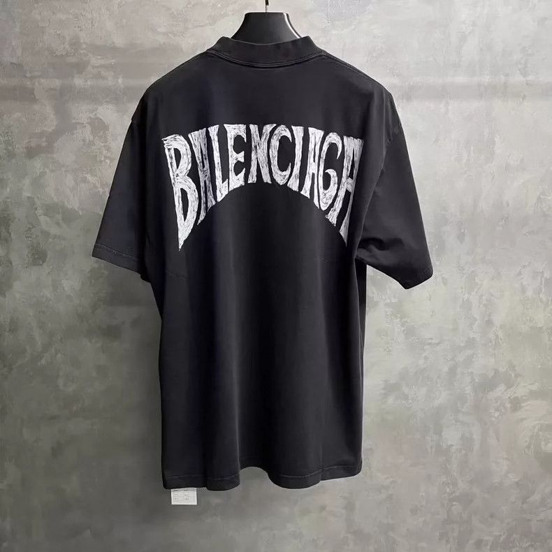 Balenciaga Balenciaga Black Letter Print Short Sleeve TShirt-2505 Size US M / EU 48-50 / 2 - 2 Thumbnail