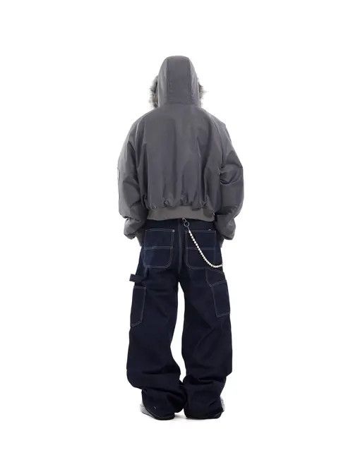 VIBE High Street Clean Fit Multi Pockets Dark Blue Baggy Jeans Size US 30 / EU 46 - 5 Thumbnail