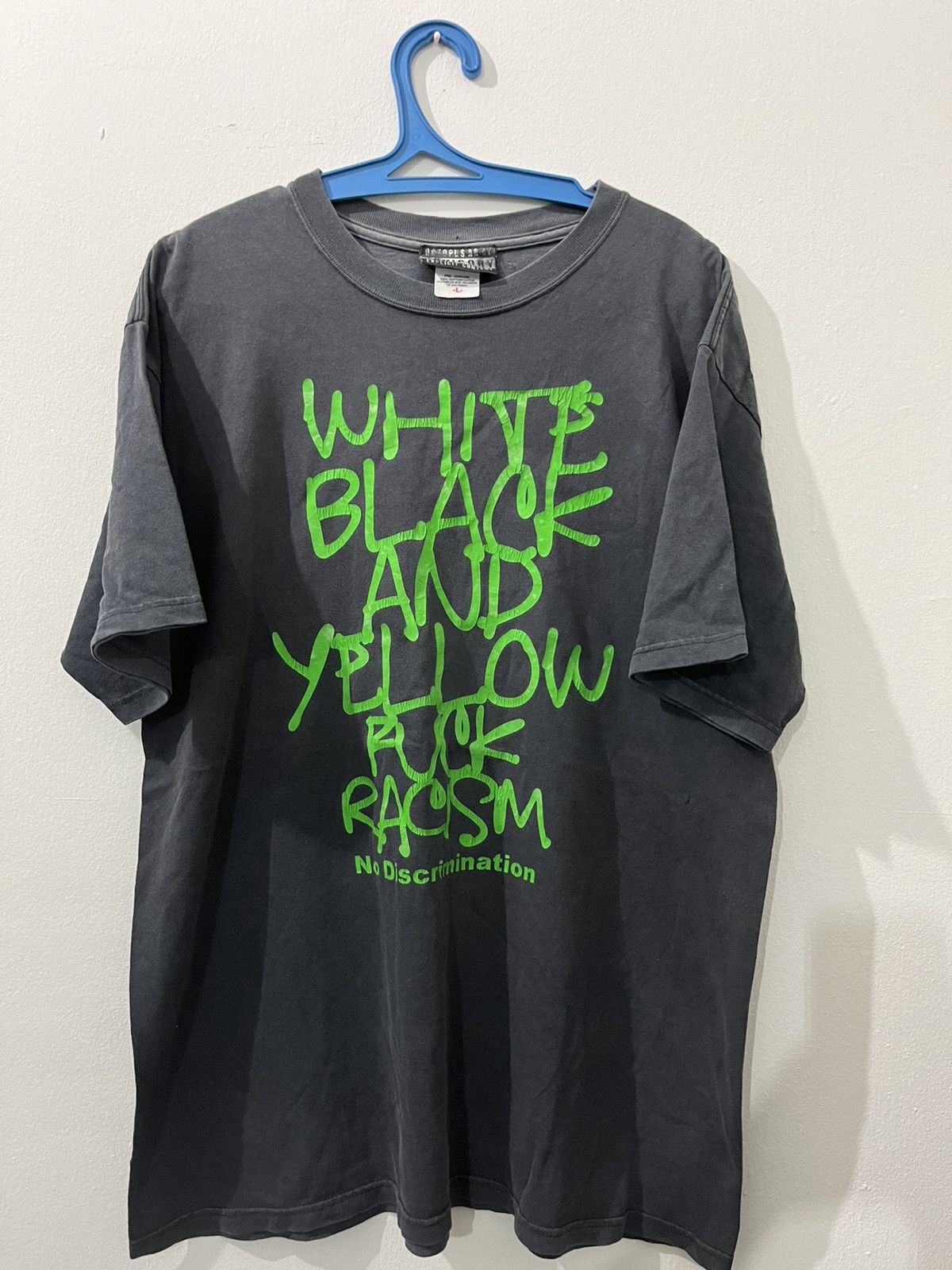 Band Tees 🔥Y2K PURE SUNFADED WORDING BLACK RAP TEES F RACISM Size US L / EU 52-54 / 3 - 1 Thumbnail