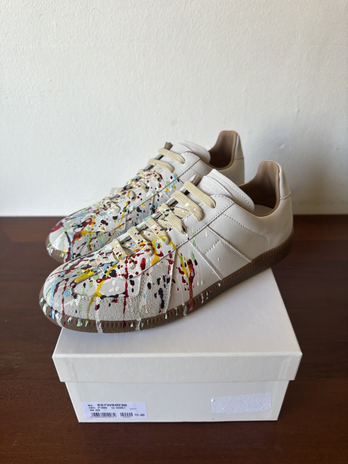 スニーカー MAISON MARGIELA | PAINT SPLATTER GERMAN ARMY REPLICA Maison Margiela Paint Replica German Army Trainer GAT White