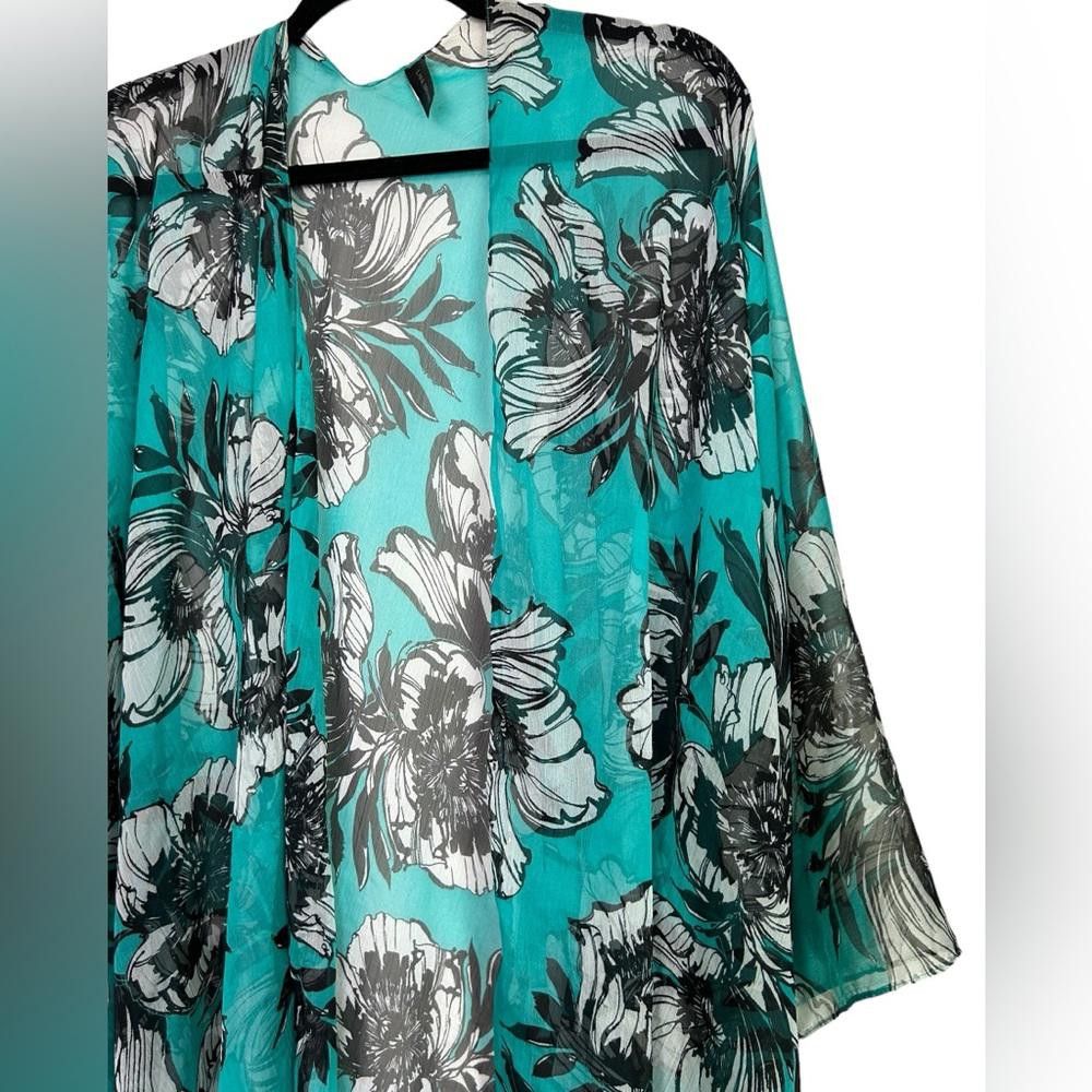 Designer Lane Bryant l Sheer Floral Kimono Swimsuit Cover OS Size ONE SIZE - 2 Thumbnail