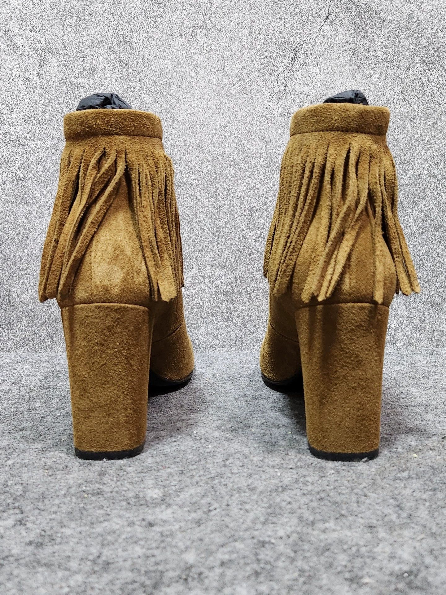 Saint Laurent Paris SAINT LAURENT SLP Yellow Suede TasselChunky Heel Ankle Boots Size US 6 / IT 36 - 7 Thumbnail