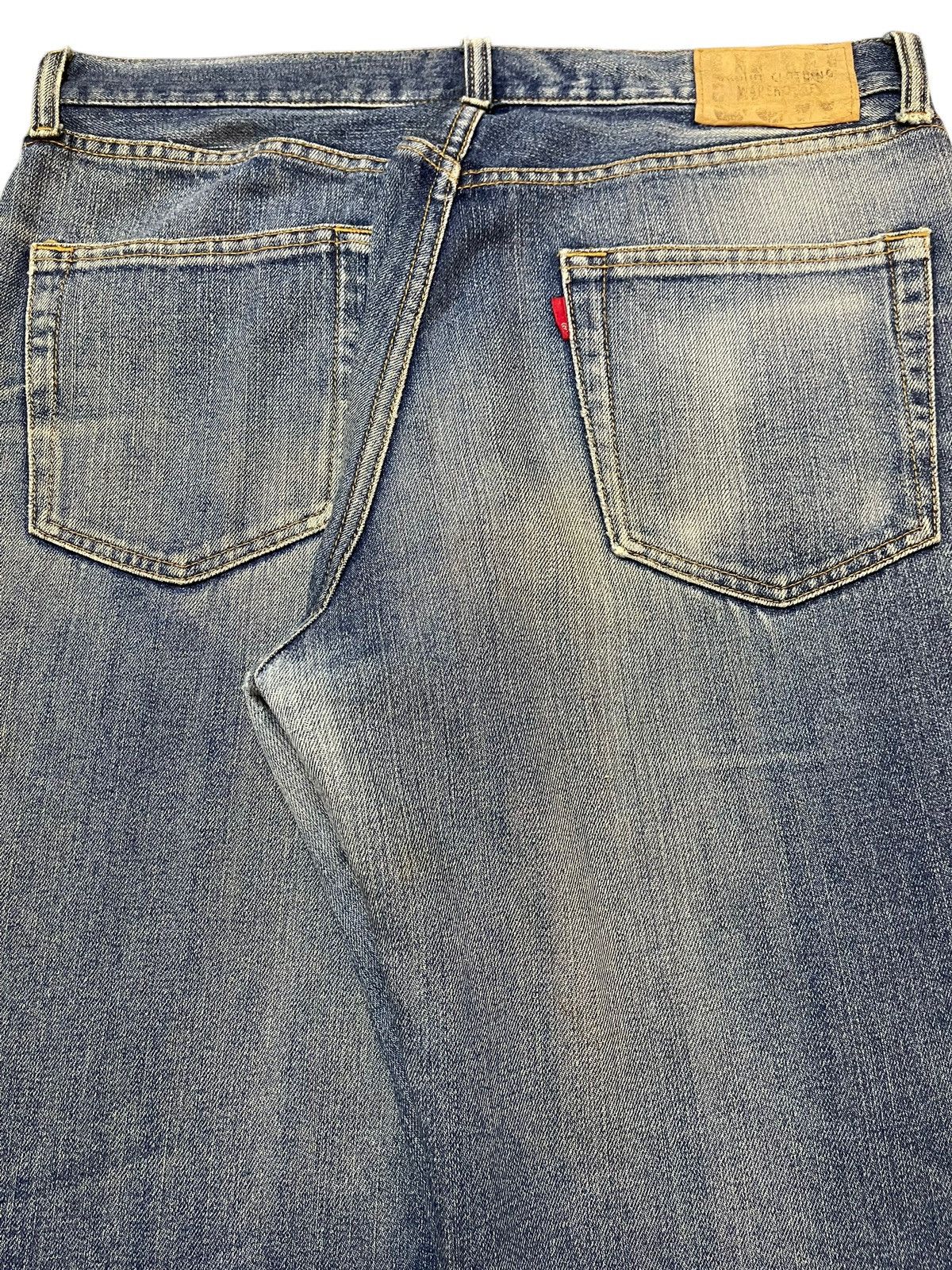 Denime Vintage Y2K Japanese Brand Blue Faded Wash Wide Leg Baggy Size US 33 - 6 Thumbnail