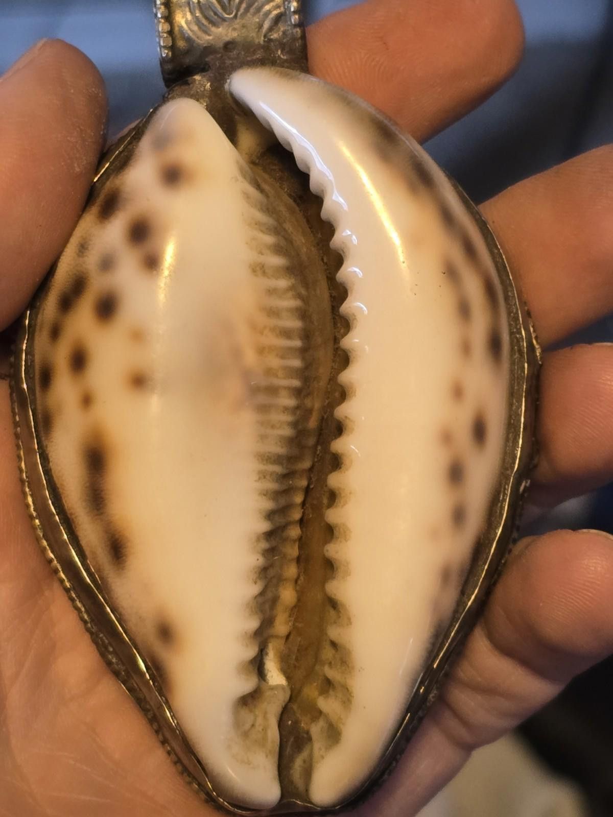 Other Large 4” Tibetan Cowrie Shell Artisan Pendant with Repoussé Size ONE SIZE - 7 Thumbnail