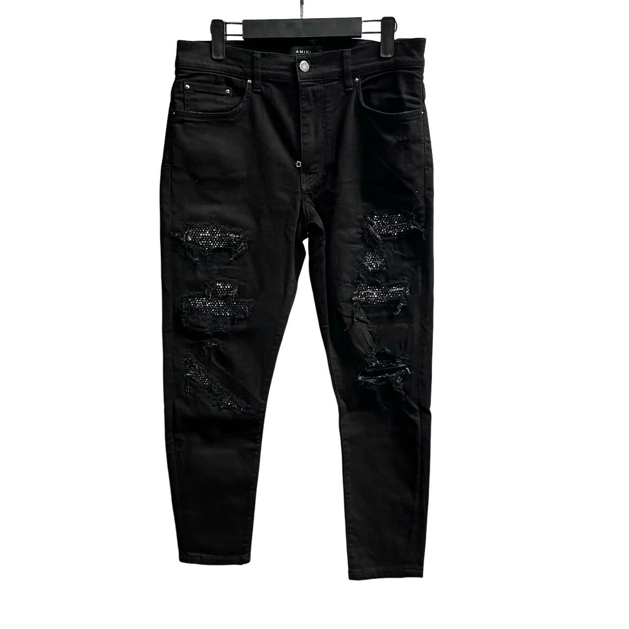 Amiri Amiri Crystal Patch Distressed Jeans 33 Size US 33 - 1 Thumbnail