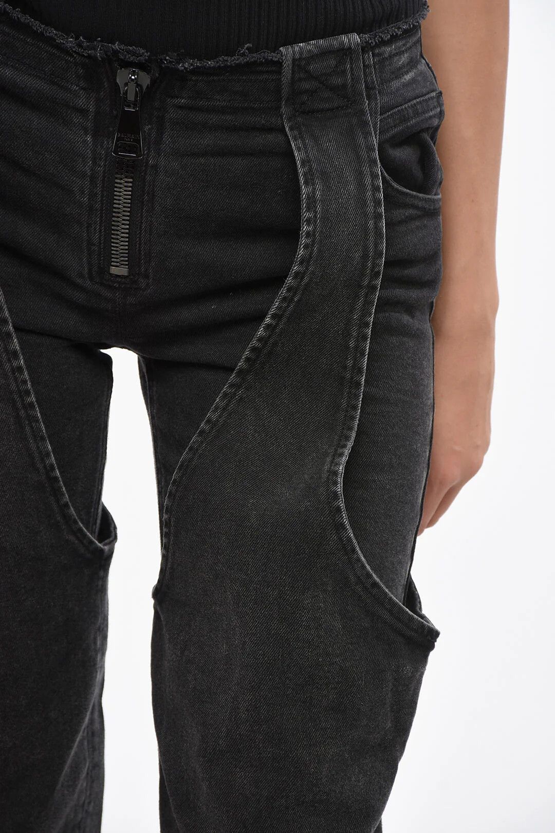 Balmain og1mm0326 Stretch Denim Jeans in Black Size 40" / US 18 - 3 Thumbnail