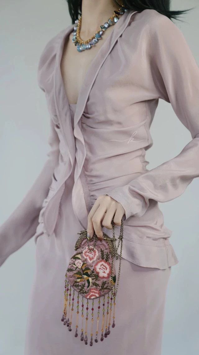 Yves Saint Laurent YSL by Tom Ford 03 Fall Silk Lilac Pink Dress Size S / US 4 / IT 40 - 1 Thumbnail