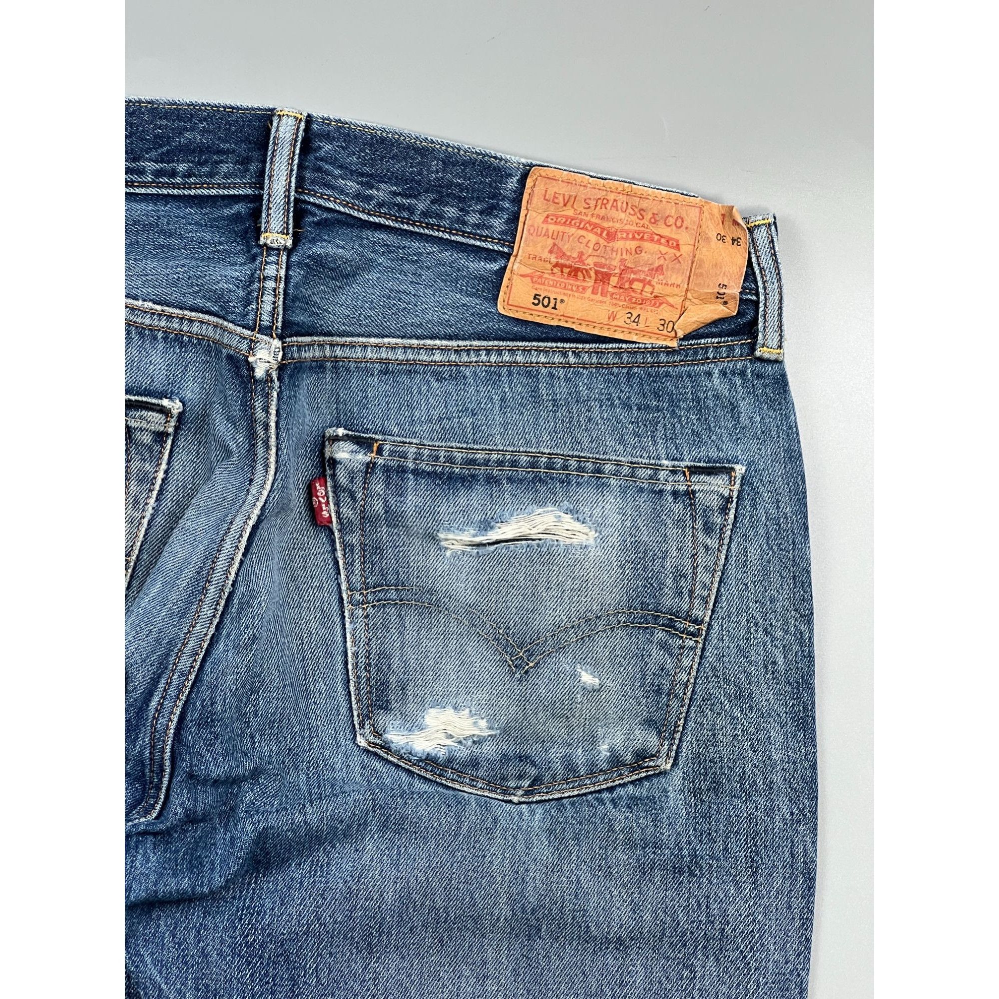 Levi's Levi’s 501 Distressed Denim Jeans Pants (Y0918) Size US 34 / EU 50 - 10 Thumbnail