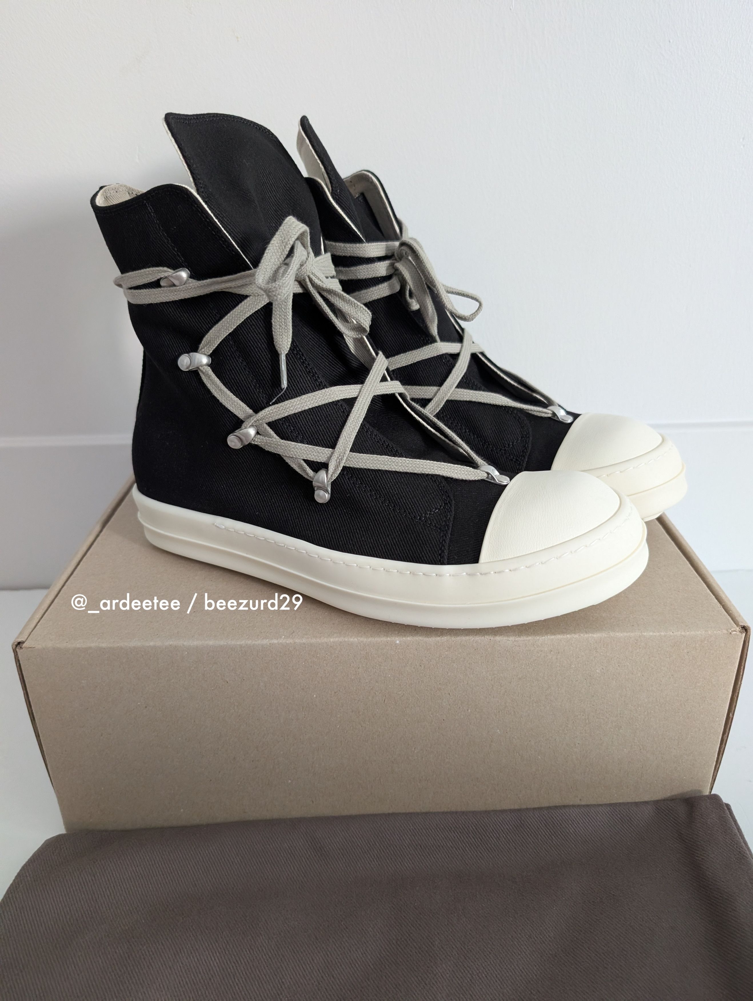 Rick Owens Drkshdw *NEW* HEXA CANVAS RAMONES HIGH FW24 Size US 9 / EU 42 - 1 Thumbnail