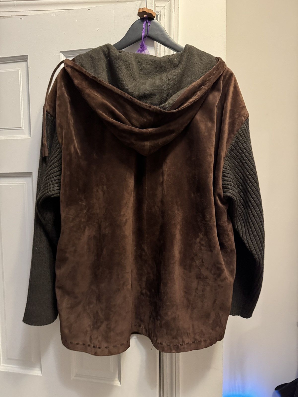 Prada Rare archival fa1990 suede sweater combo zip hoodie Size US M / EU 48-50 / 2 - 2 Thumbnail