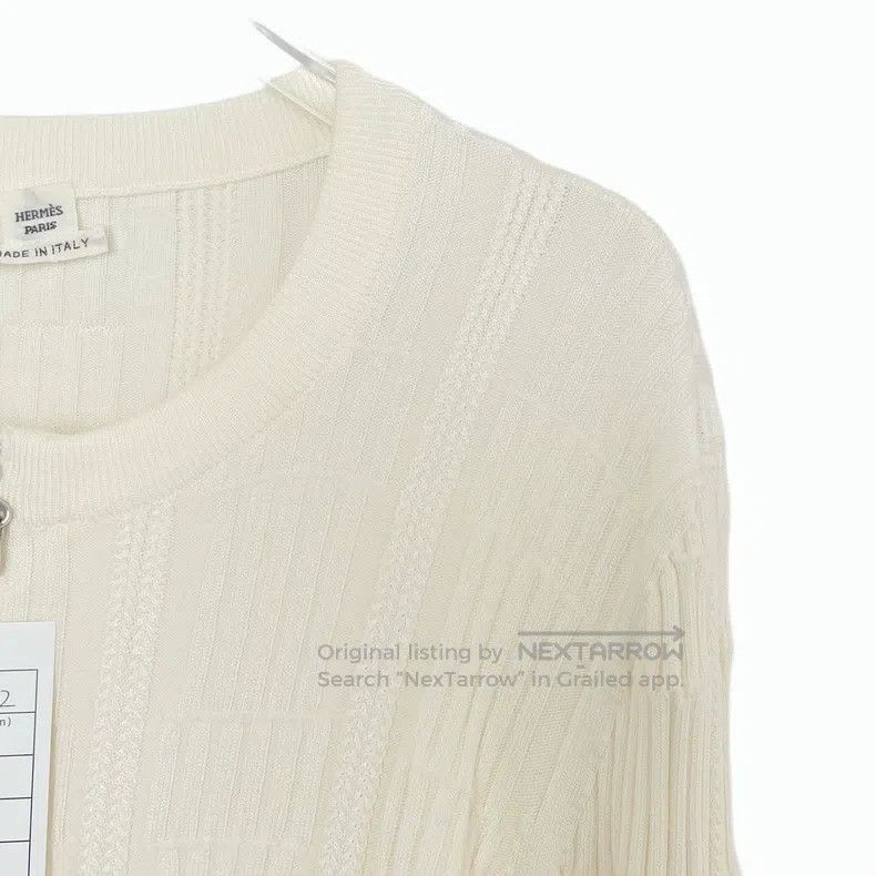 Hermes Hermes Pure White Silk Blend Open Cardigan, Fabric Contain Size M / US 6-8 / IT 42-44 - 3 Thumbnail