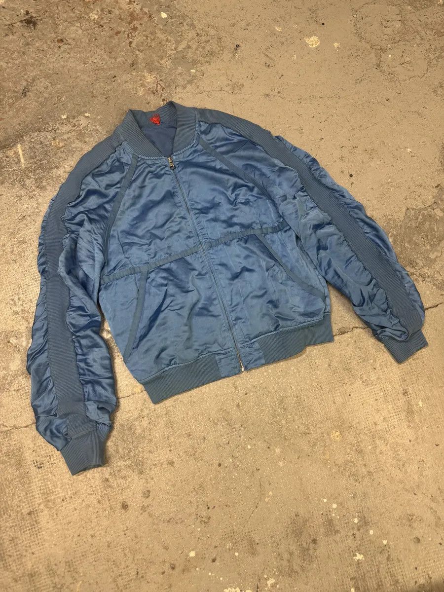 Designer × Diesel × Vintage Diesel Blue Satin Relaxed Bomber Jacket Size US L / EU 52-54 / 3 - 8 Thumbnail