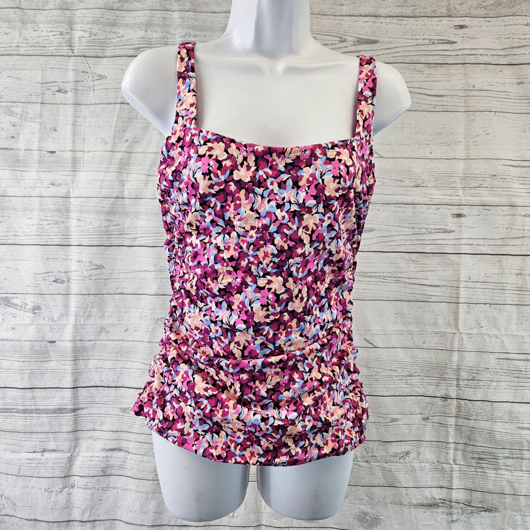 Athleta Athleta Tankini Sz 36B/C Womens Square Neck Pink Blue Size ONE SIZE - 2 Thumbnail
