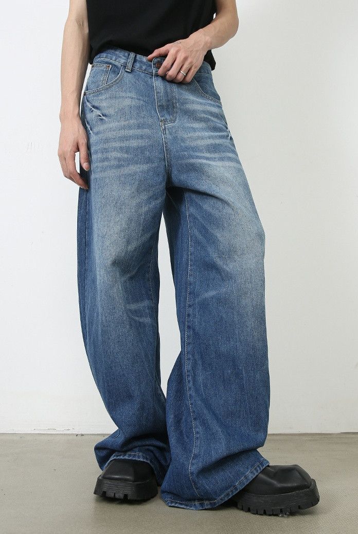 Japanese Brand × Jean Men's blue lightning pattern vintage washed jeans Size US 32 / EU 48 - 2 Thumbnail