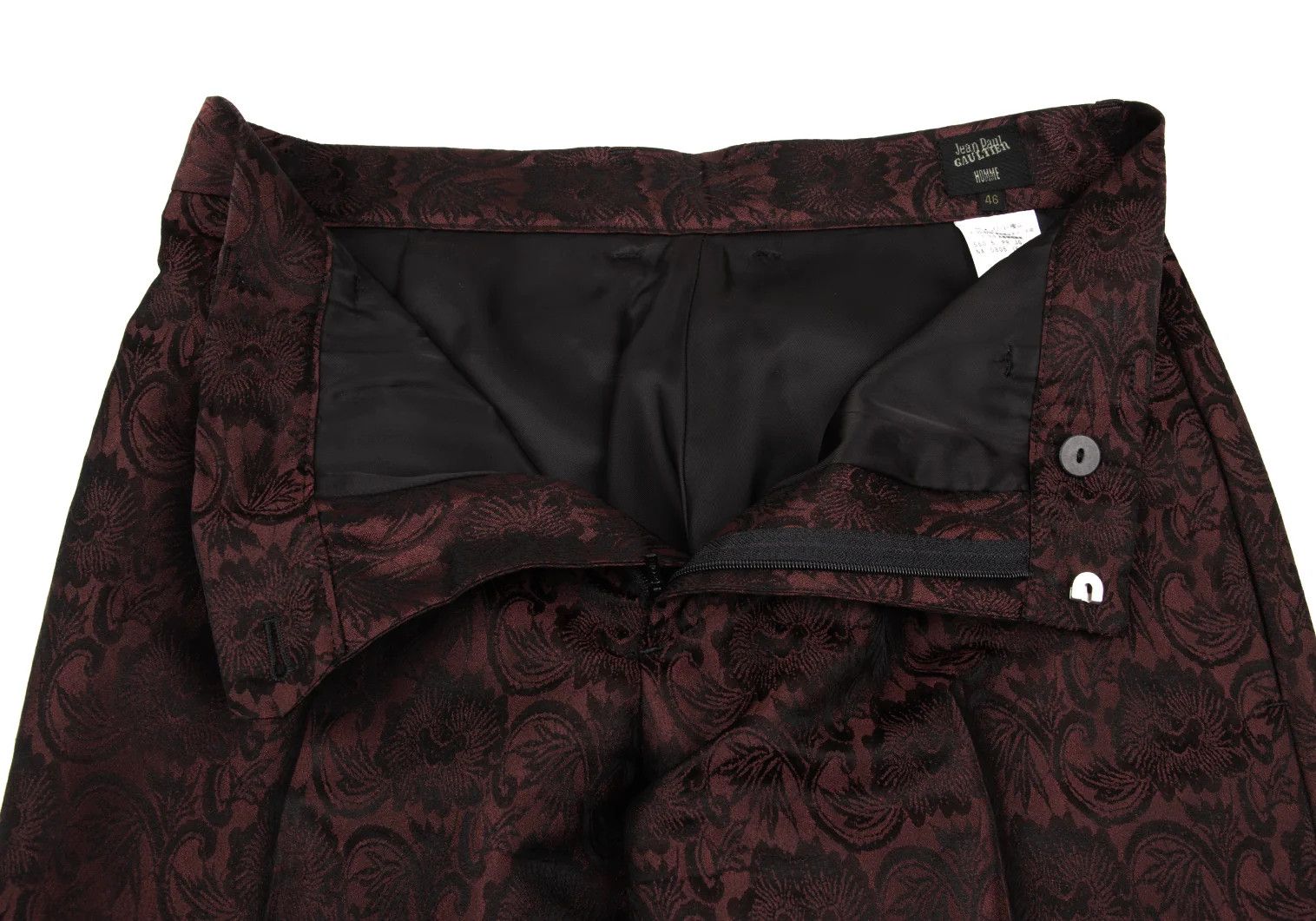 Jean Paul Gaultier Damask Jacquard Tapered Pants in Wine, Size 46 Size US 30 / EU 46 - 4 Thumbnail
