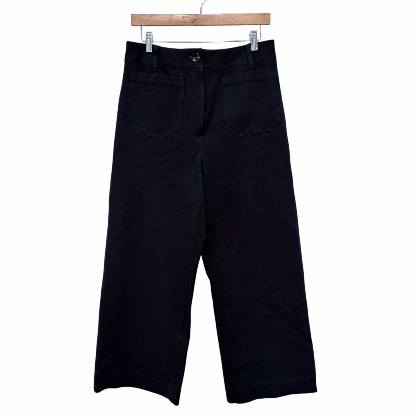 Quince Quince Navy Blue Ponte Patch Pocket Wide Leg Pants Sz 10 Size 32" / US 10 / IT 46 - 1 Thumbnail