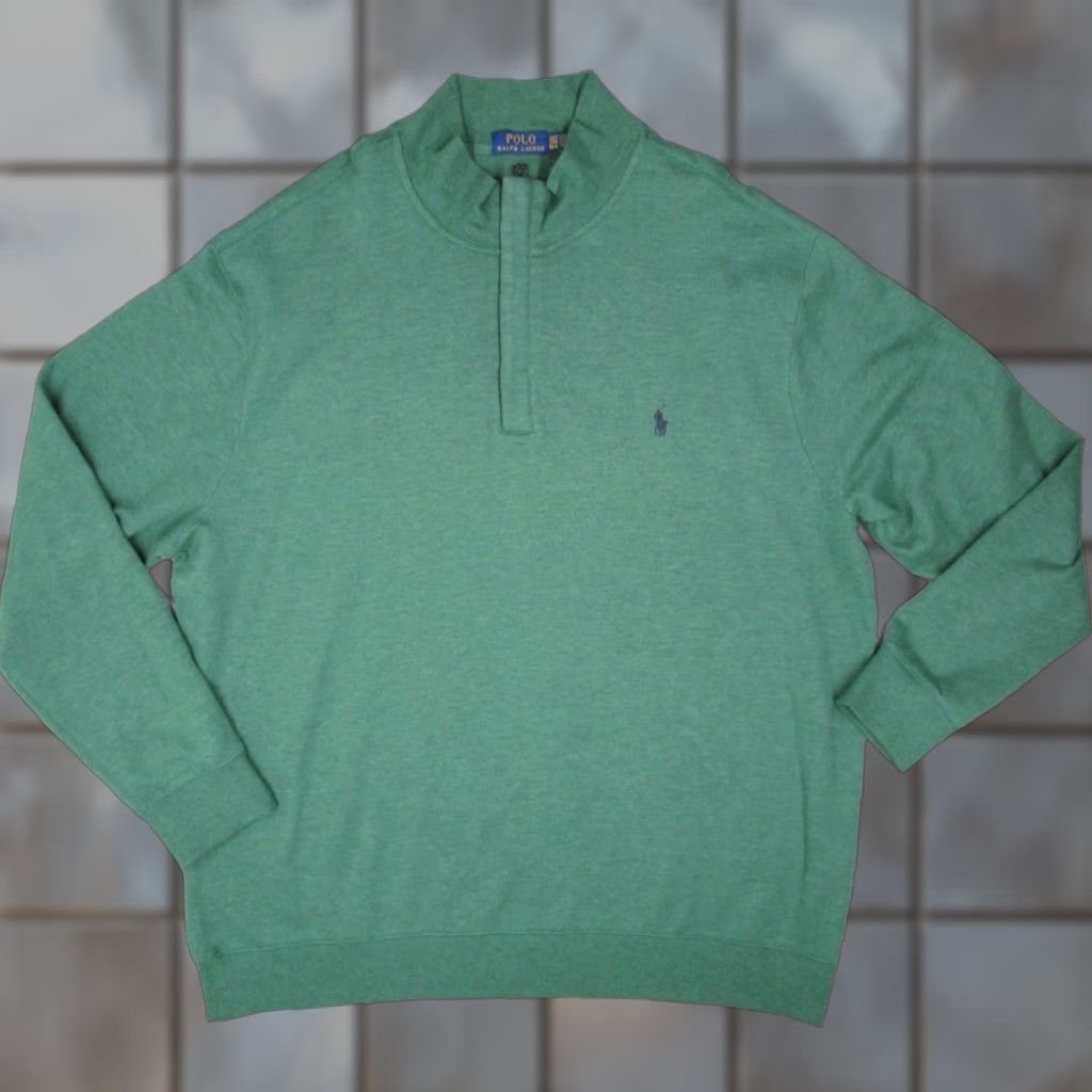 Polo Ralph Lauren Polo Ralph Lauren Mens Sweater 2XL XXL Tall Green 1/4 Zip Knit Pullover Pony Size US XXL / EU 58 / 5 - 1 Thumbnail