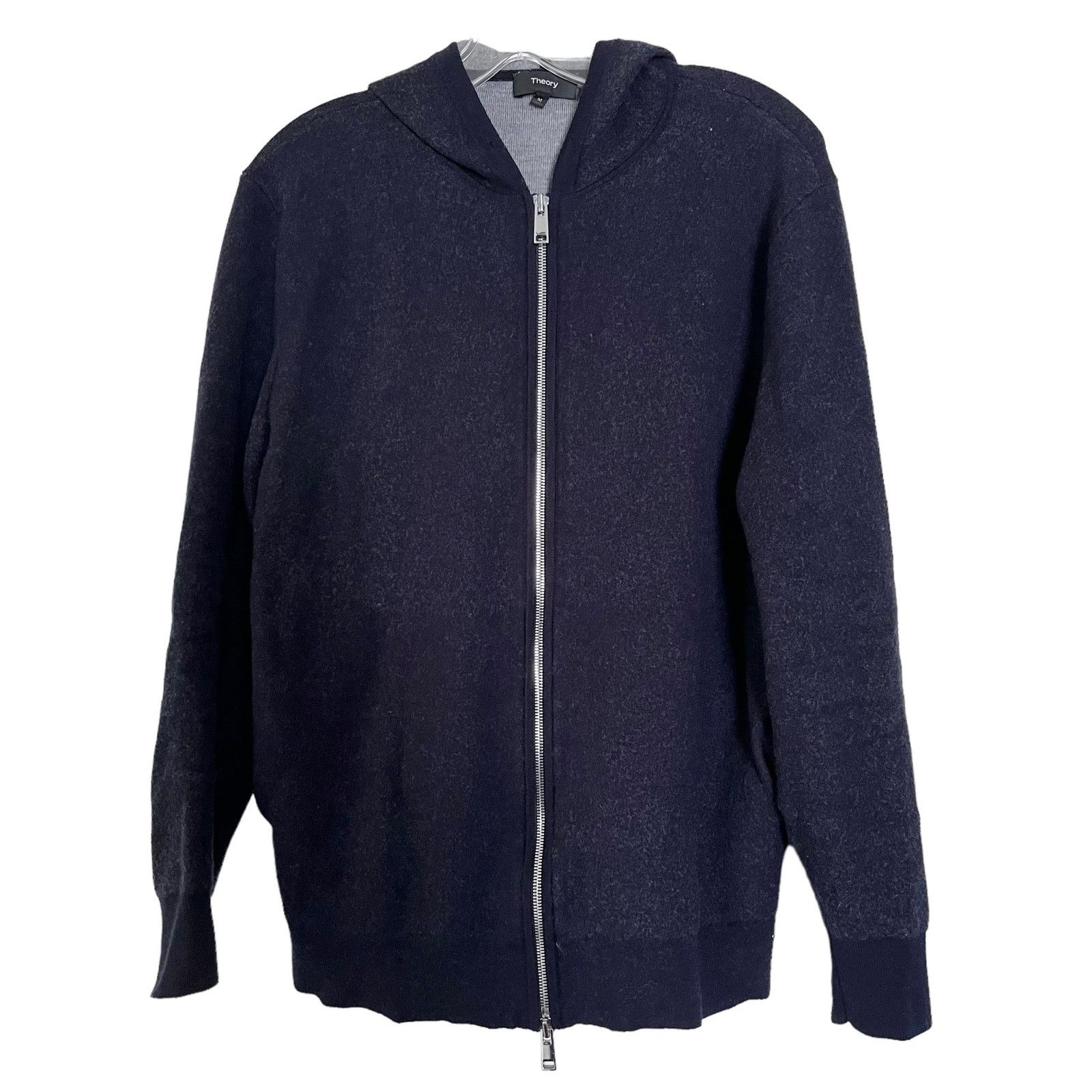 Theory Theory Men’s Wool Blend Navy Gray Zip Hoodie Medium Size US M / EU 48-50 / 2 - 1 Thumbnail