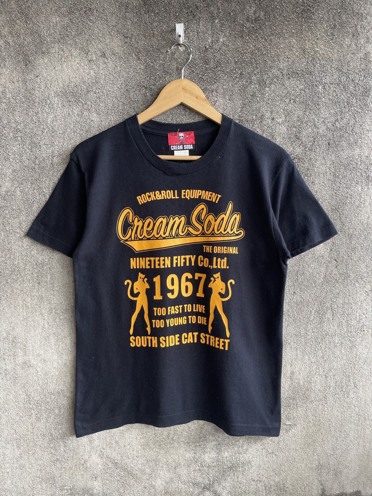 image of Club Soda x Icecream Ice Cream Soda To Young To Die To Fast To Live T Shirt in Black (Size Medium)