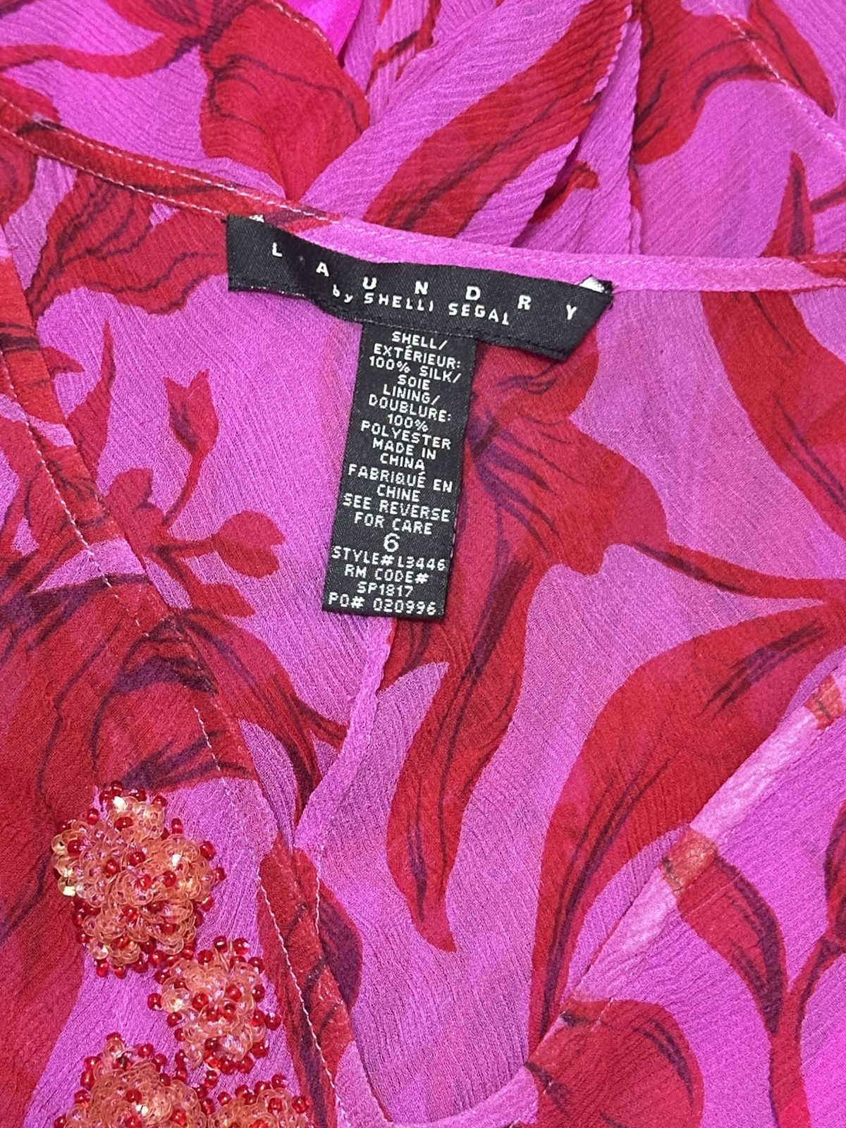 Laundry by Shelli Segal Laundry By Shelli Segal Silk Beaded Asymmetric Hem Dress Size XS / US 0-2 / IT 36-38 - 3 Thumbnail
