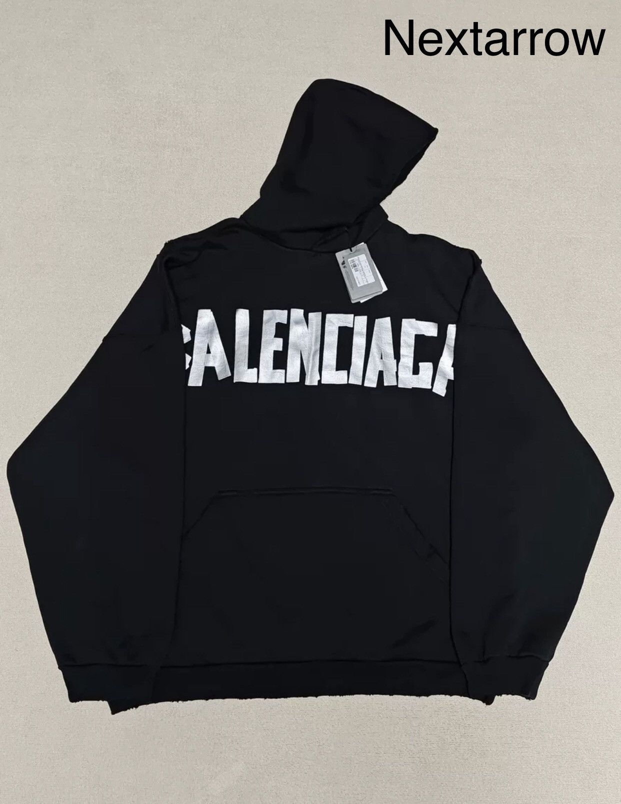 Balenciaga Balenciaga 24Fw Silver tape letter hoodie-zp