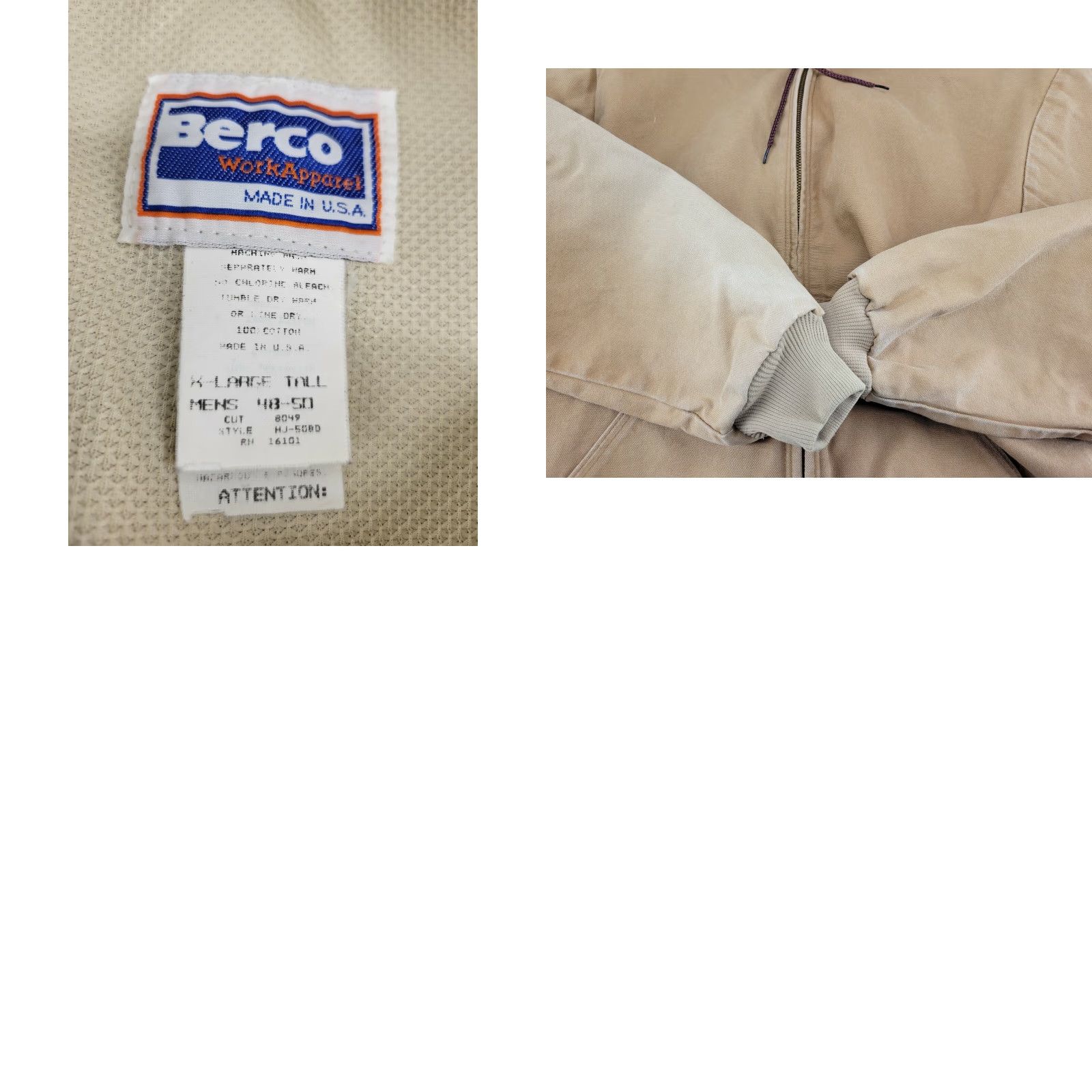 Vintage Fade Distressed Berco Hood Jacket Thermal Lining Duck Brown Mens XL 48-50 Canvas Cotton Jacket Size US XL / EU 56 / 4 - 8 Thumbnail