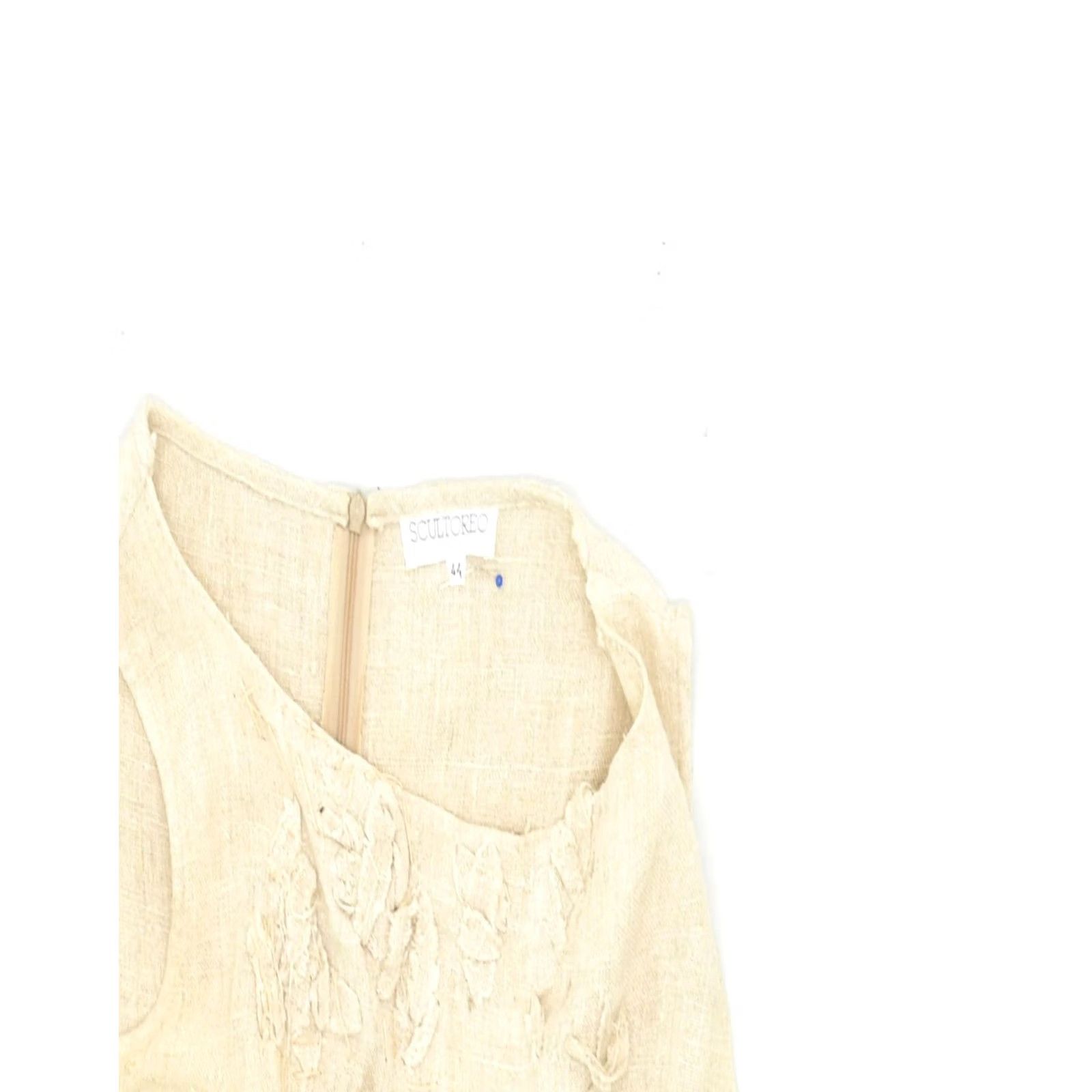FLAX VINTAGE Womens Sheath Dress Medium Beige Flax IT 44 Size M / US 6-8 / IT 42-44 - 4 Thumbnail