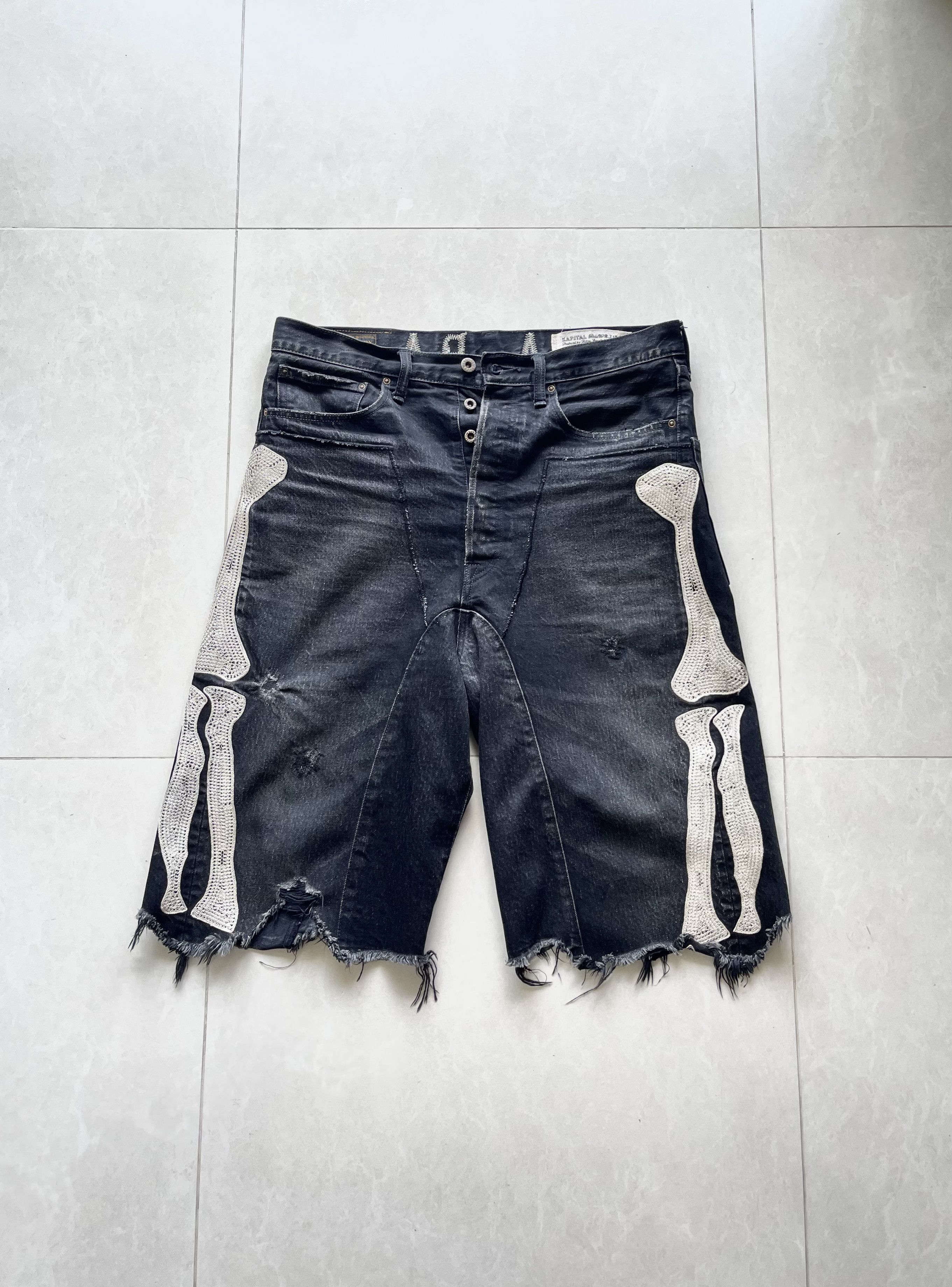 [36] KAPITAL BONE デニムショーツ　黒 36] KAPITAL BONE デニムショーツ 黒 36] KAPITAL BONE デニムショーツ