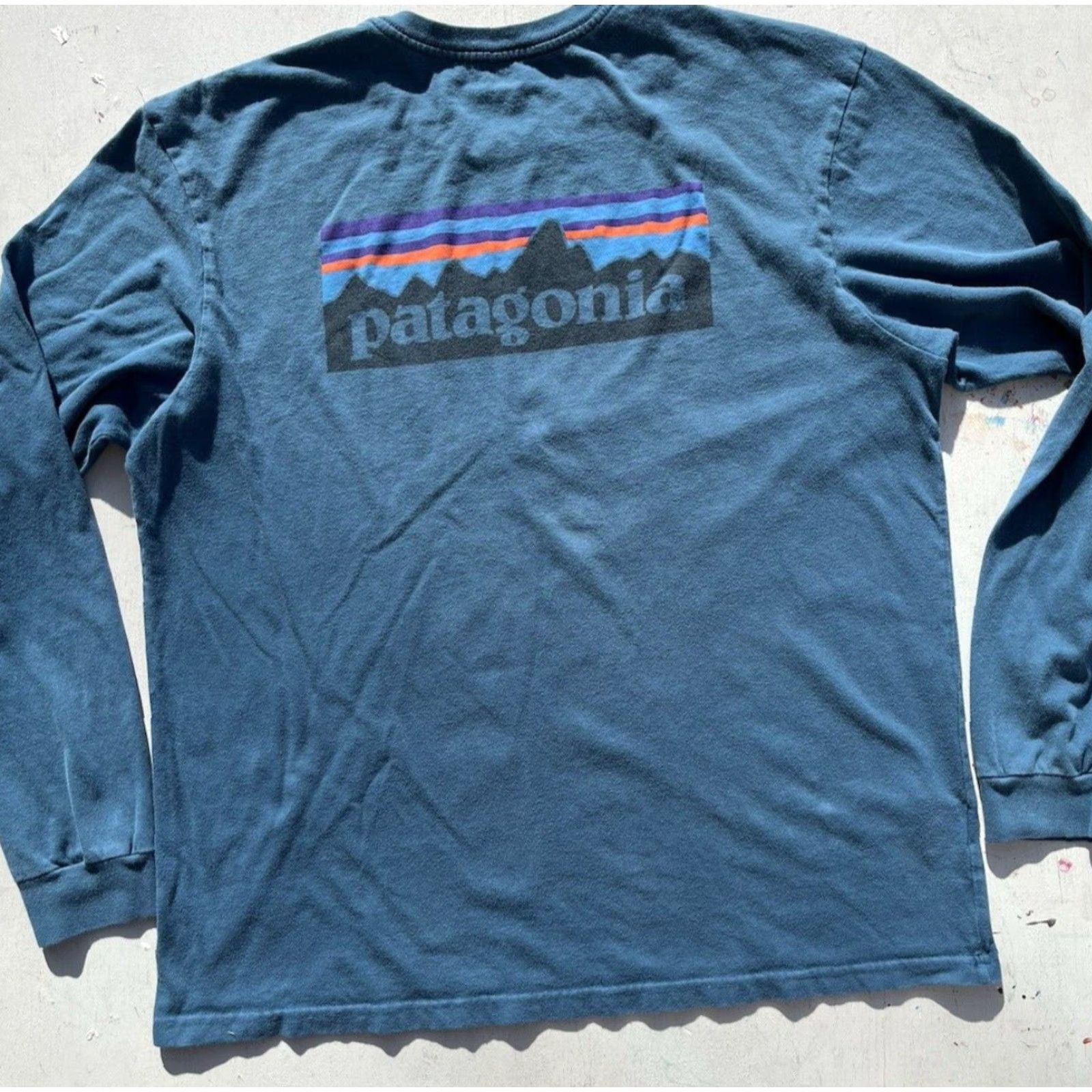 Patagonia Patagonia T-Shirt Blue/Green Logo Responsibili-tee Men’s L Shirt Regular Crew Neck 100% Organic Cotton Size US L / EU 52-54 / 3 - 2 Thumbnail